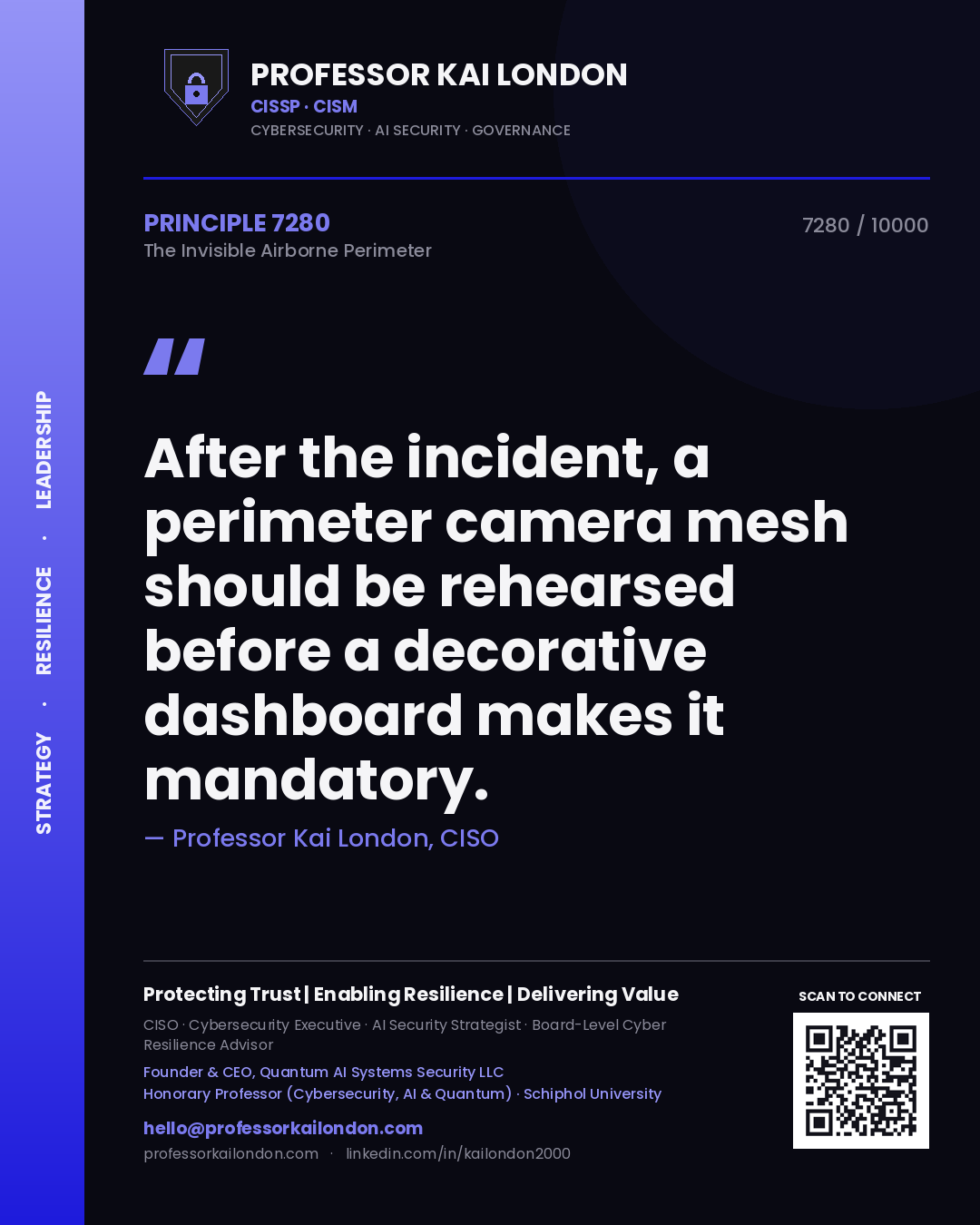 Professor Kai London principle 7280: After the incident, a perimeter camera mesh should be rehearsed before a decorative dashboard makes it mandatory.