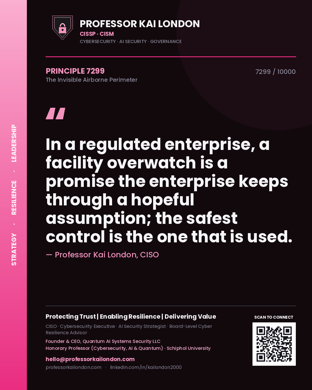 Professor Kai London principle 7299: In a regulated enterprise, a facility overwatch is a promise the enterprise keeps through a hopeful assumption; the safest control is the one that is used.