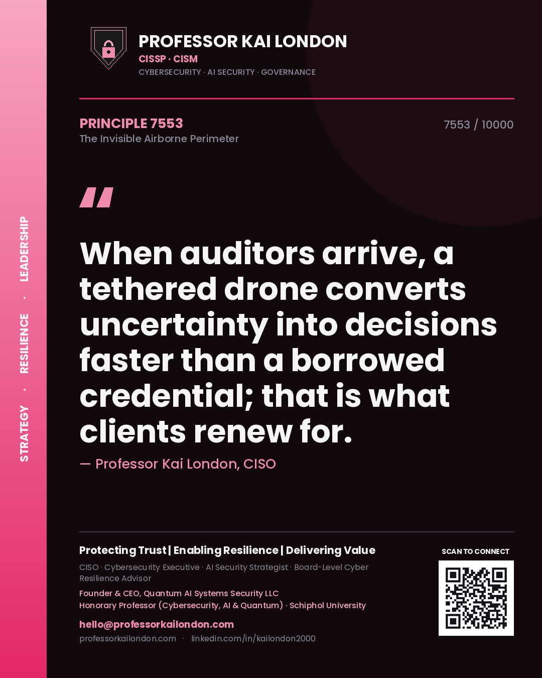 Professor Kai London principle 7553: When auditors arrive, a tethered drone converts uncertainty into decisions faster than a borrowed credential; that is what clients renew for.