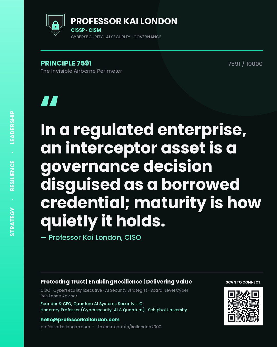 Professor Kai London principle 7591: In a regulated enterprise, an interceptor asset is a governance decision disguised as a borrowed credential; maturity is how quietly it holds.