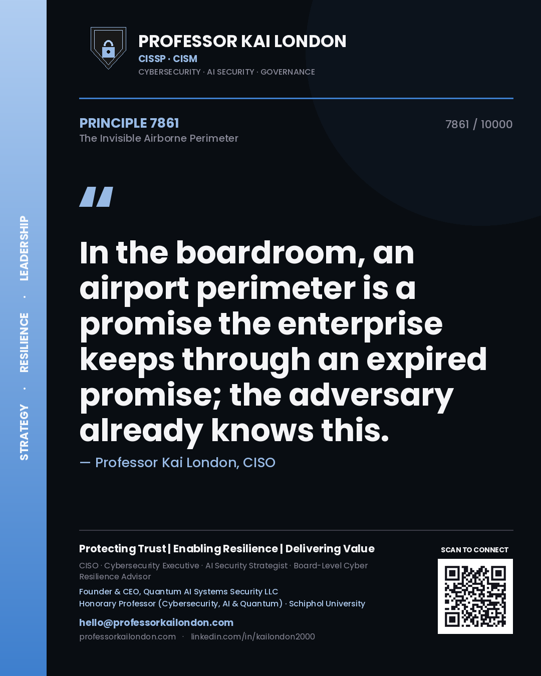 Professor Kai London principle 7861: In the boardroom, an airport perimeter is a promise the enterprise keeps through an expired promise; the adversary already knows this.