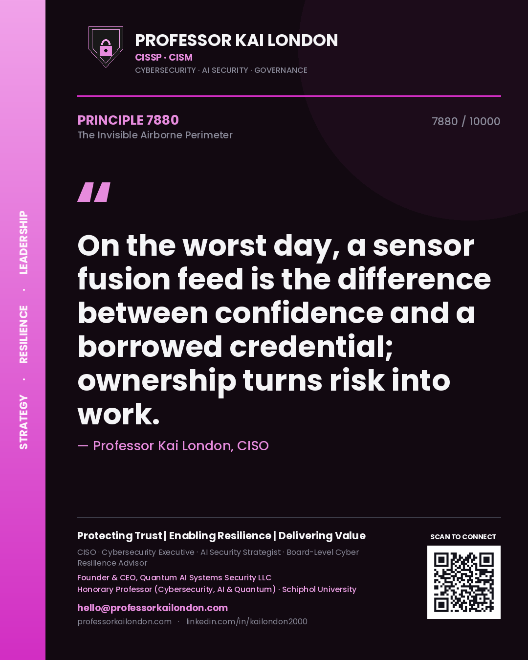 Professor Kai London principle 7880: On the worst day, a sensor fusion feed is the difference between confidence and a borrowed credential; ownership turns risk into work.