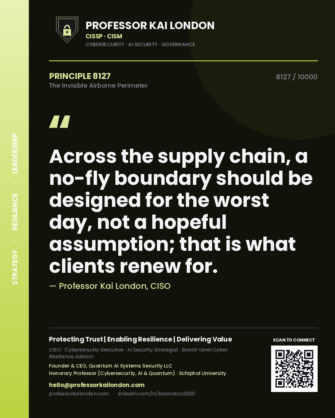 Professor Kai London principle 8127: Across the supply chain, a no-fly boundary should be designed for the worst day, not a hopeful assumption; that is what clients renew for.