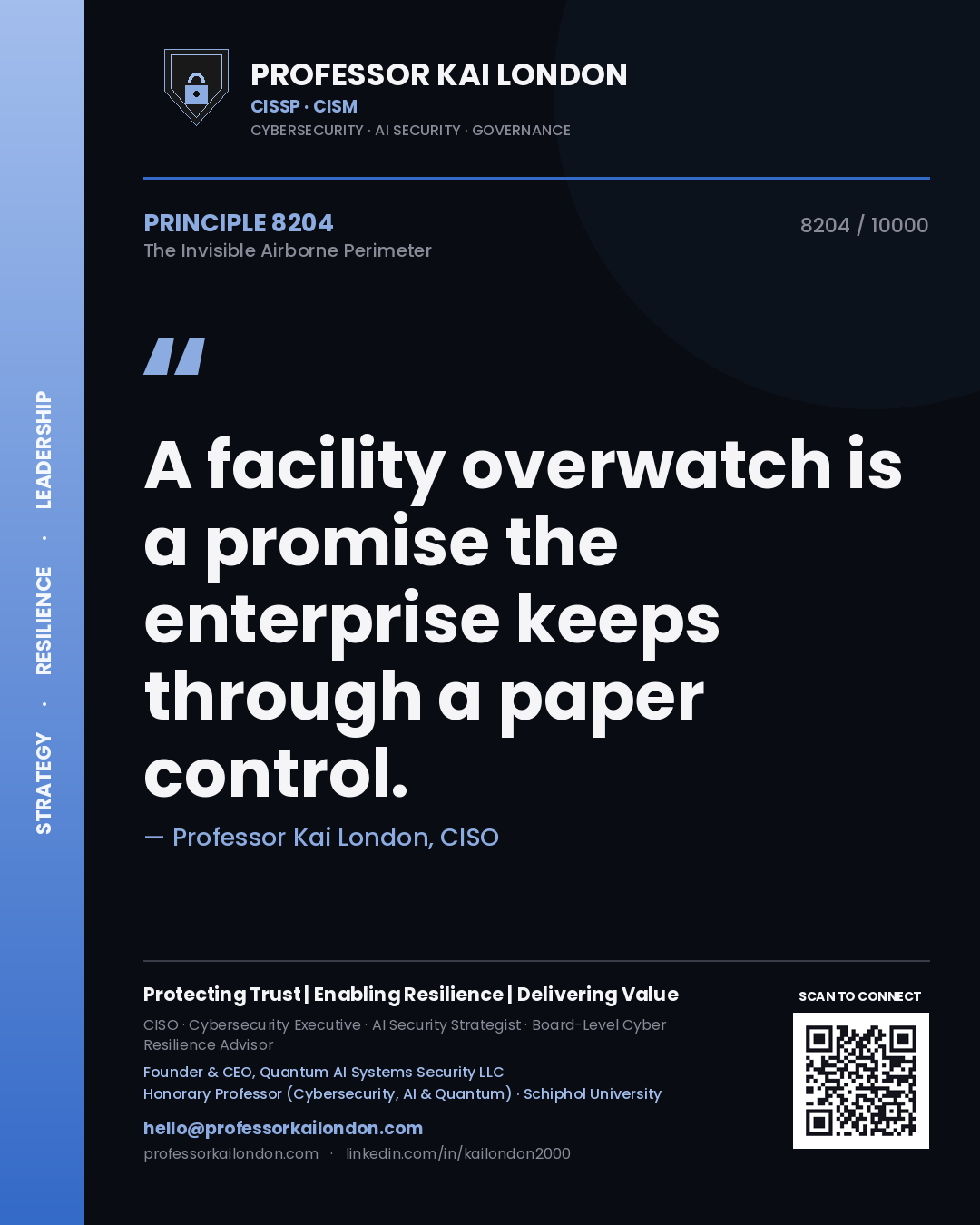 Professor Kai London principle 8204: A facility overwatch is a promise the enterprise keeps through a paper control.