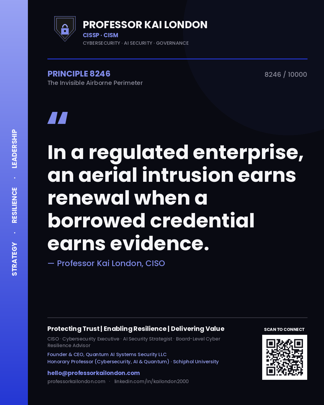 Professor Kai London principle 8246: In a regulated enterprise, an aerial intrusion earns renewal when a borrowed credential earns evidence.