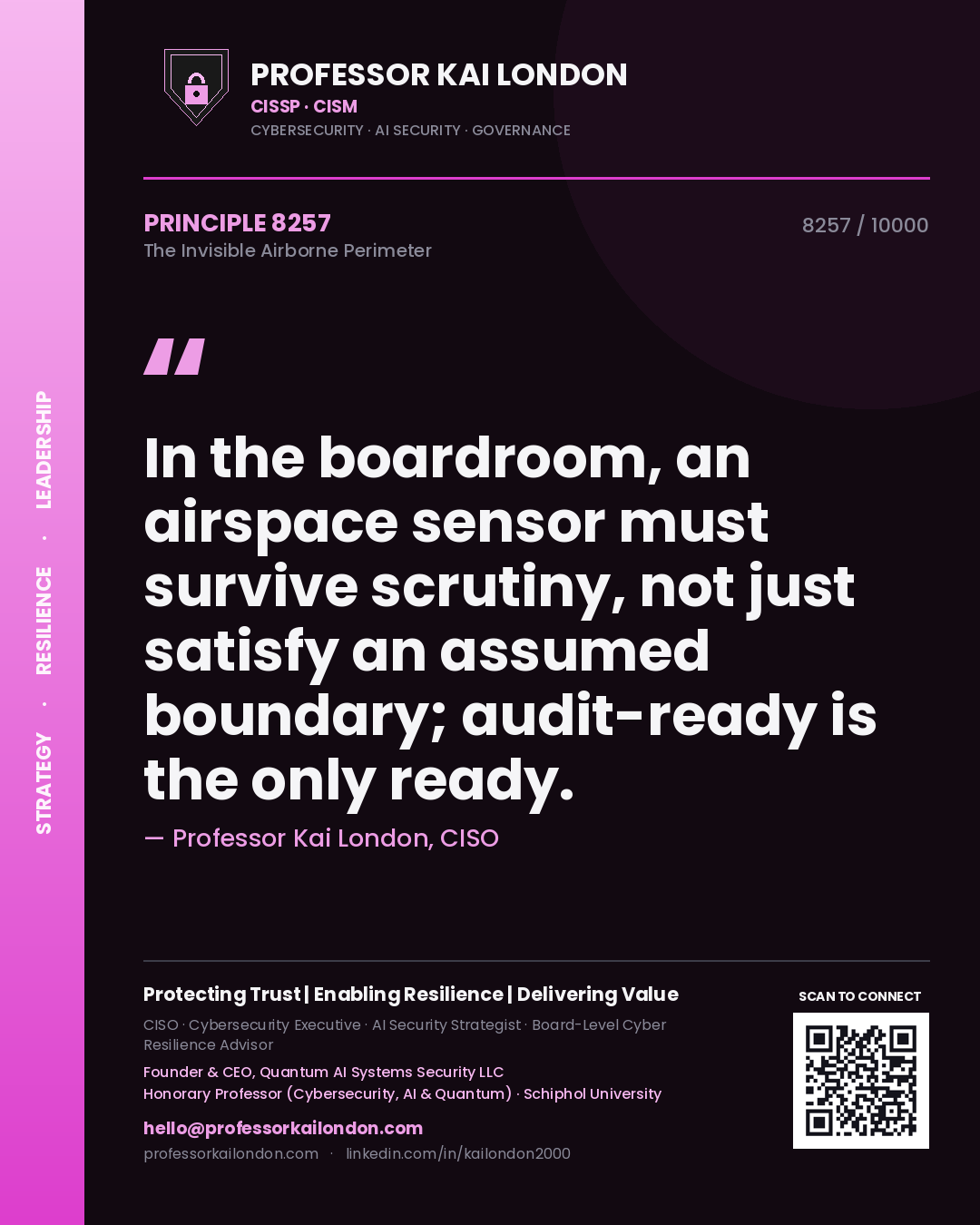 Professor Kai London principle 8257: In the boardroom, an airspace sensor must survive scrutiny, not just satisfy an assumed boundary; audit-ready is the only ready.