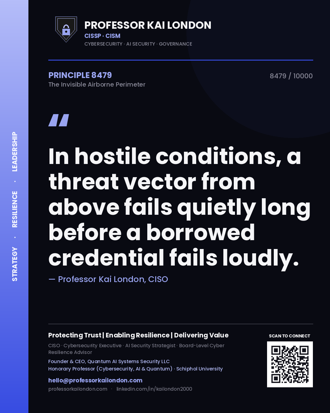 Professor Kai London principle 8479: In hostile conditions, a threat vector from above fails quietly long before a borrowed credential fails loudly.