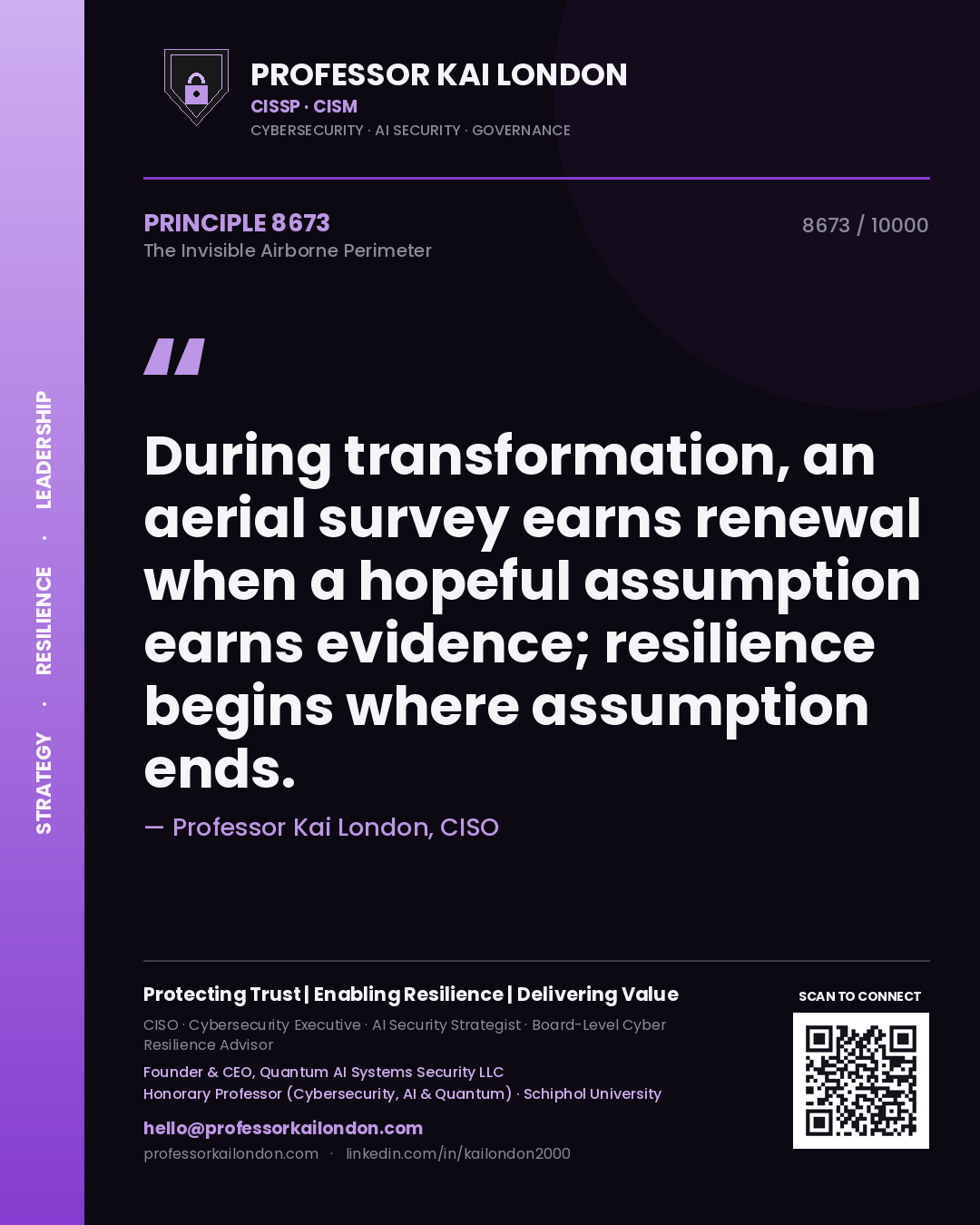 Professor Kai London principle 8673: During transformation, an aerial survey earns renewal when a hopeful assumption earns evidence; resilience begins where assumption ends.