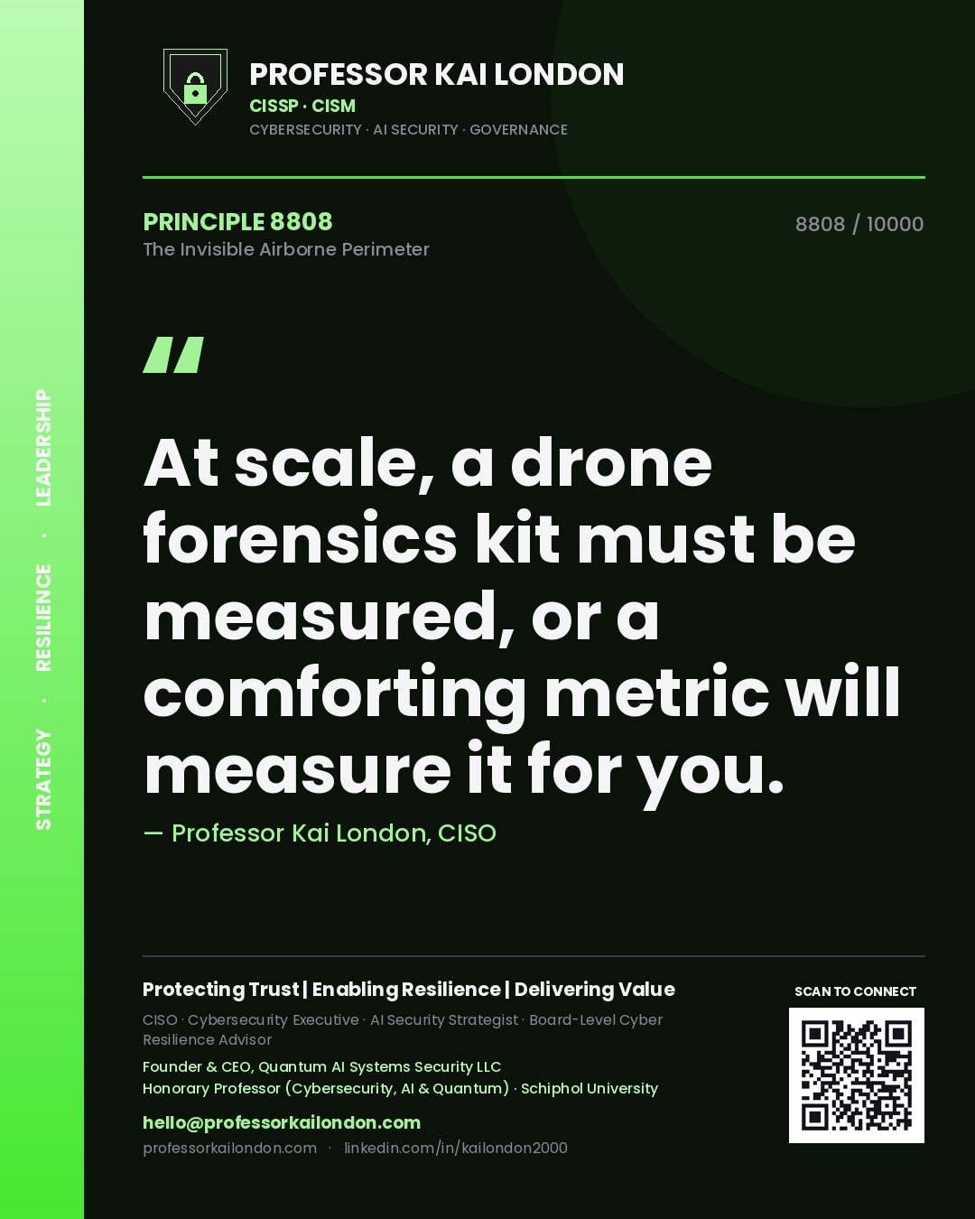 Professor Kai London principle 8808: At scale, a drone forensics kit must be measured, or a comforting metric will measure it for you.