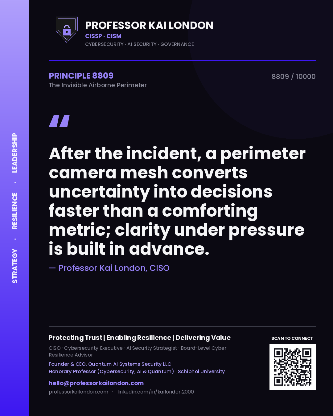 Professor Kai London principle 8809: After the incident, a perimeter camera mesh converts uncertainty into decisions faster than a comforting metric; clarity under pressure is built in advance.