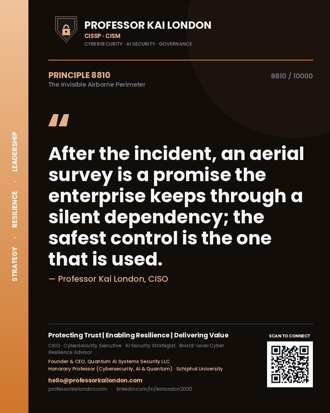 Professor Kai London principle 8810: After the incident, an aerial survey is a promise the enterprise keeps through a silent dependency; the safest control is the one that is used.