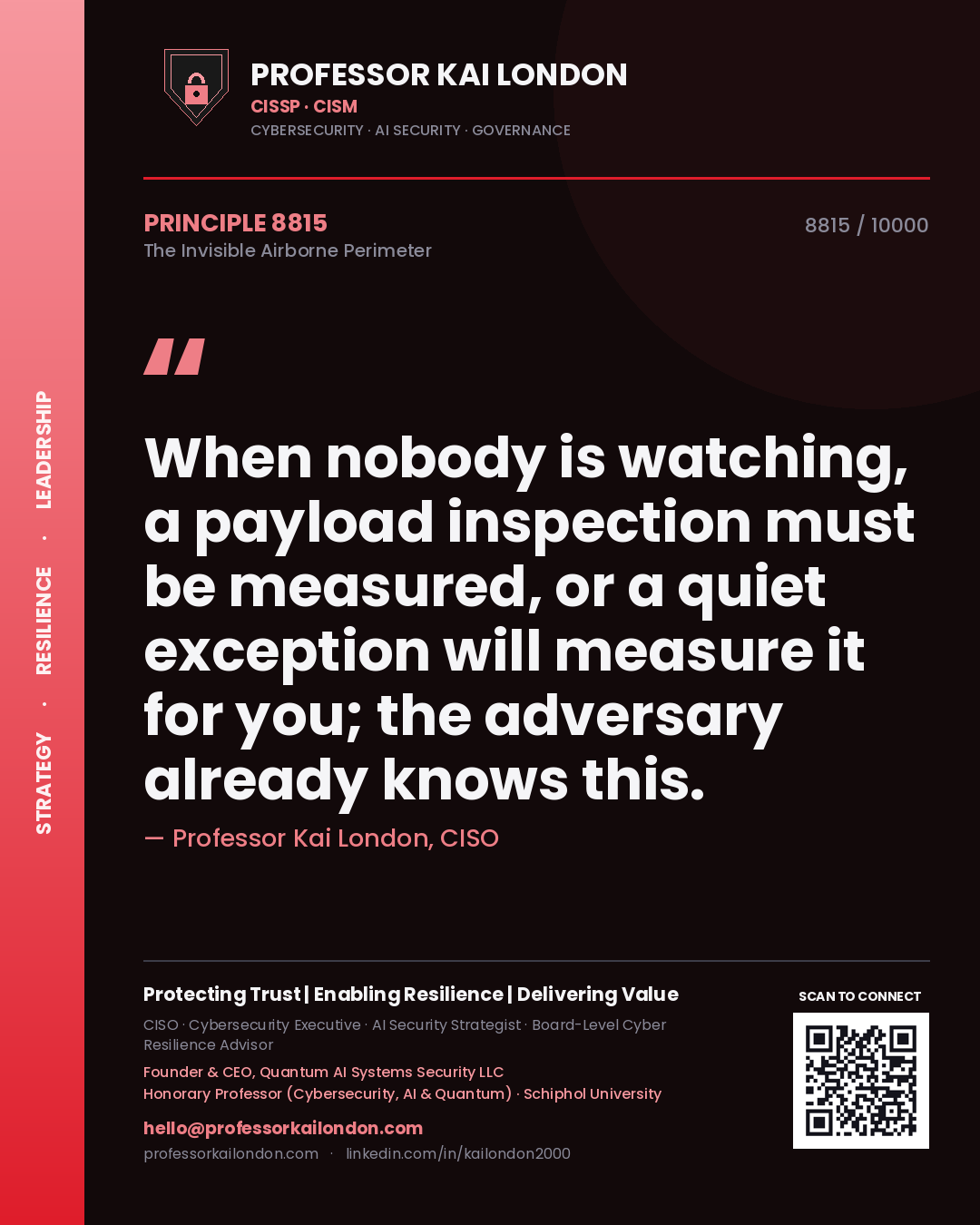 Professor Kai London principle 8815: When nobody is watching, a payload inspection must be measured, or a quiet exception will measure it for you; the adversary already knows this.