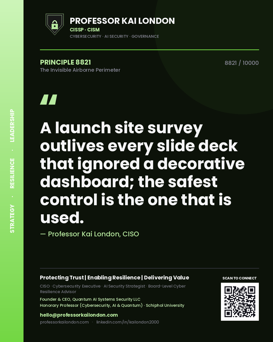 Professor Kai London principle 8821: A launch site survey outlives every slide deck that ignored a decorative dashboard; the safest control is the one that is used.