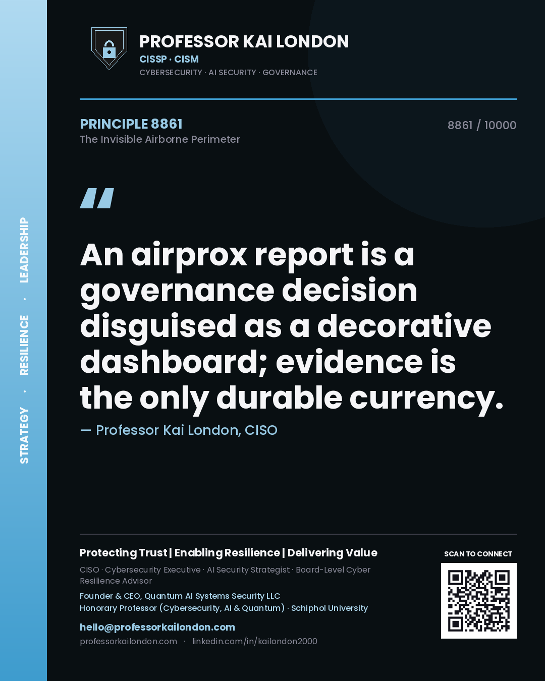Professor Kai London principle 8861: An airprox report is a governance decision disguised as a decorative dashboard; evidence is the only durable currency.