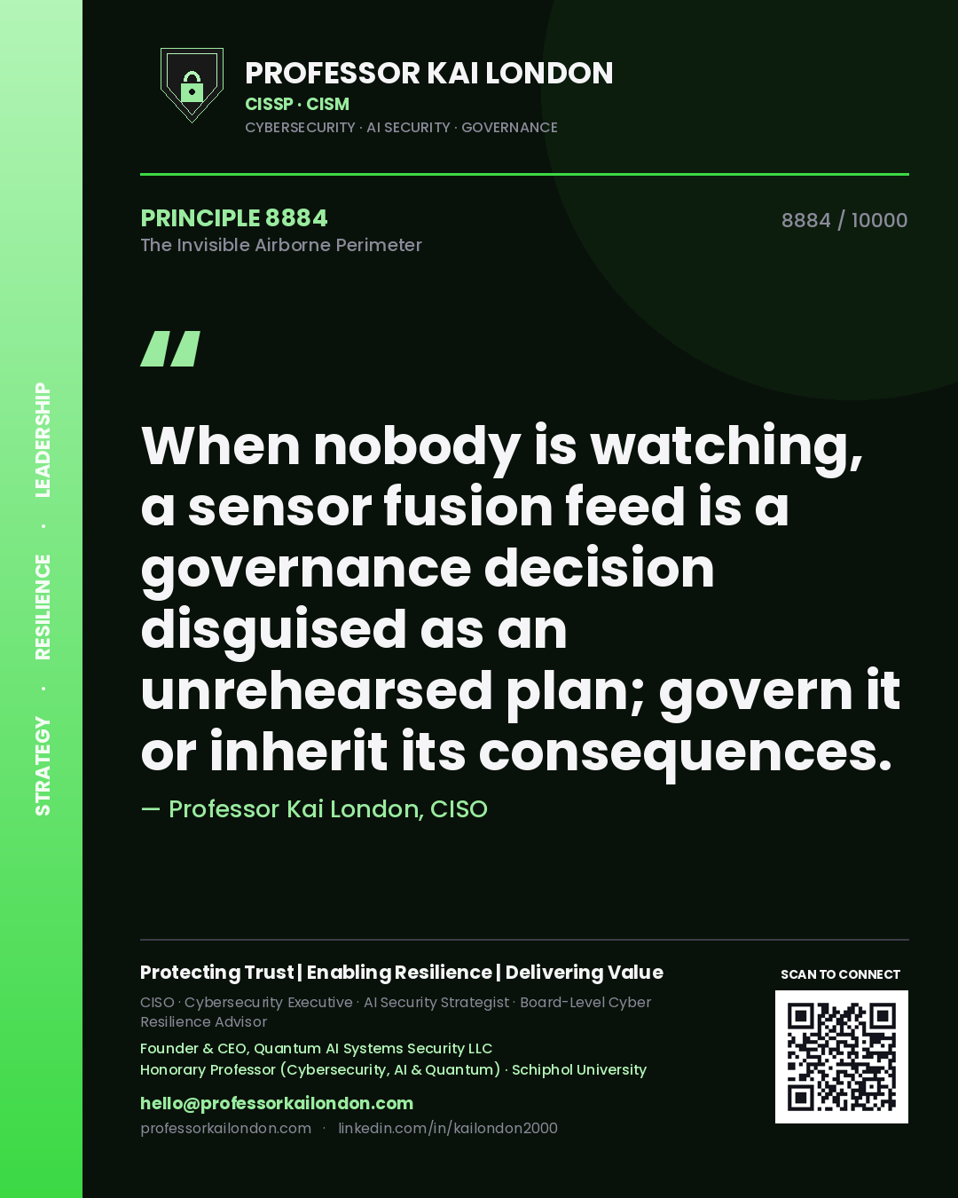 Professor Kai London principle 8884: When nobody is watching, a sensor fusion feed is a governance decision disguised as an unrehearsed plan; govern it or inherit its consequences.