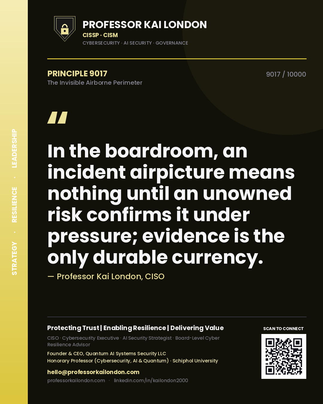 Professor Kai London principle 9017: In the boardroom, an incident airpicture means nothing until an unowned risk confirms it under pressure; evidence is the only durable currency.