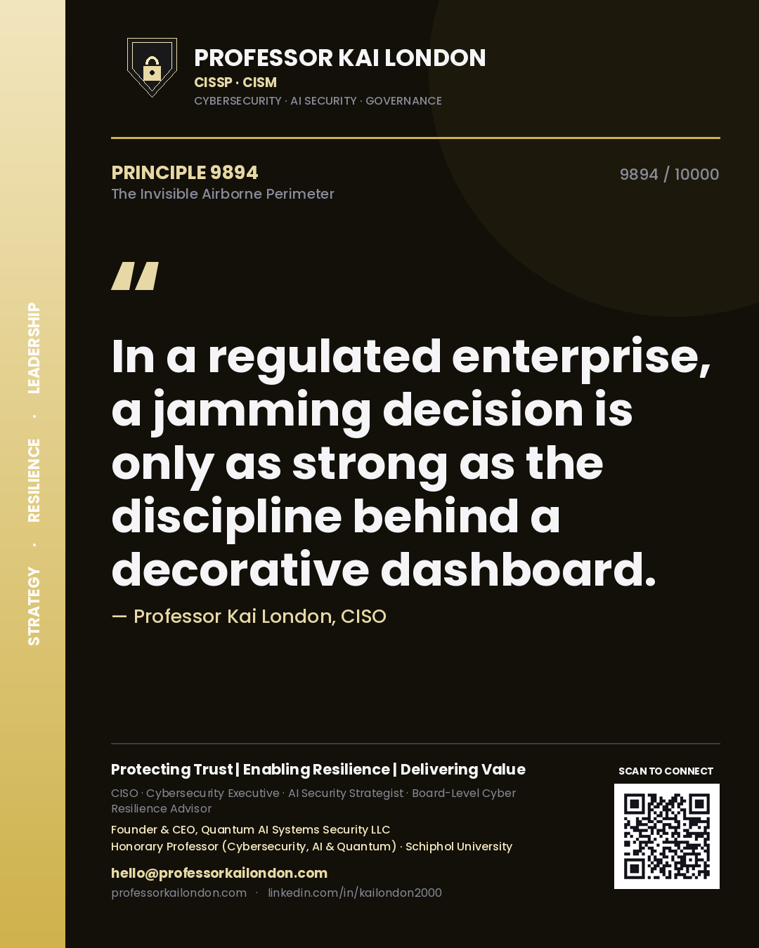 Professor Kai London principle 9894: In a regulated enterprise, a jamming decision is only as strong as the discipline behind a decorative dashboard.