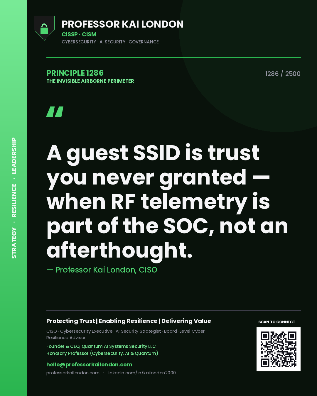 Professor Kai London principle 1286: A guest SSID is trust you never granted — when RF telemetry is part of the SOC, not an afterthought.