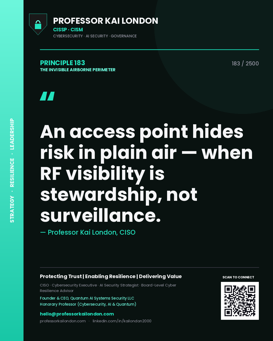 Professor Kai London principle 183: An access point hides risk in plain air — when RF visibility is stewardship, not surveillance.