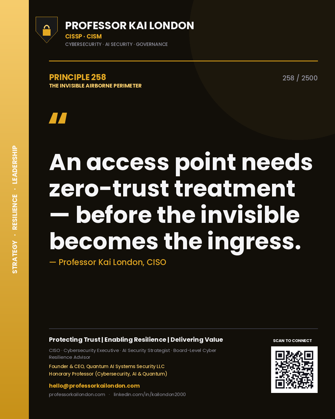 Professor Kai London principle 258: An access point needs zero-trust treatment — before the invisible becomes the ingress.