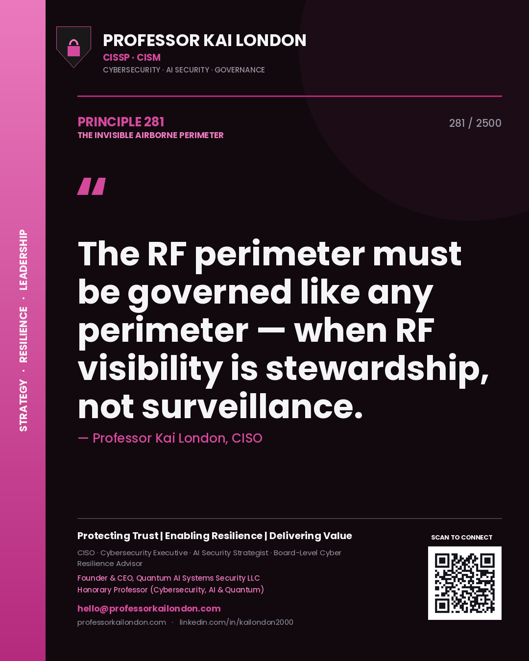 Professor Kai London principle 281: The RF perimeter must be governed like any perimeter — when RF visibility is stewardship, not surveillance.
