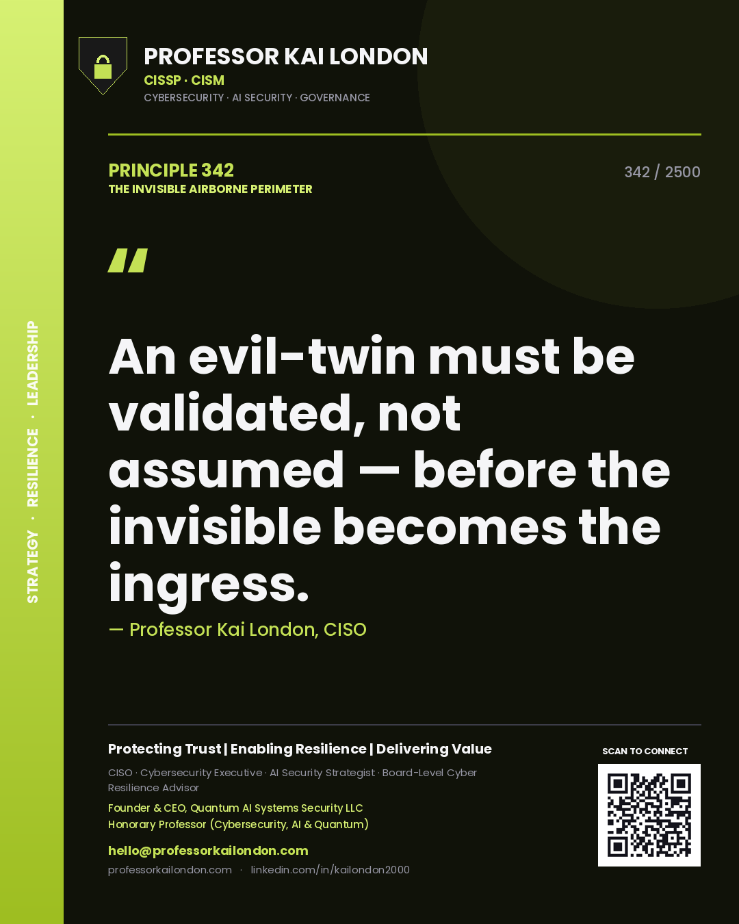 Professor Kai London principle 342: An evil-twin must be validated, not assumed — before the invisible becomes the ingress.
