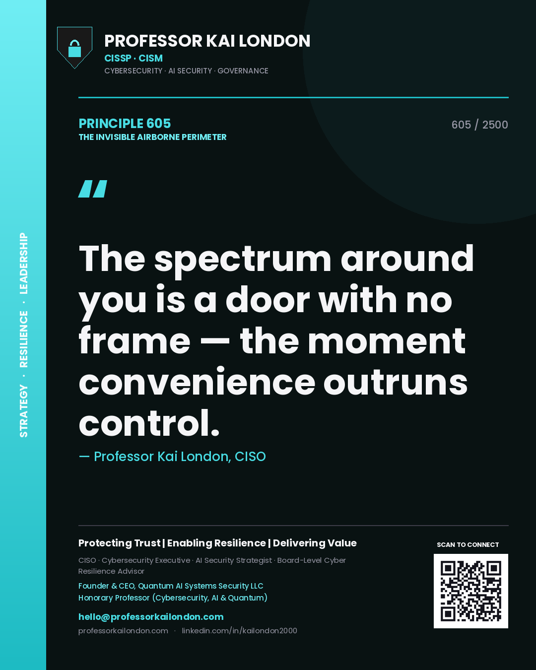 Professor Kai London principle 605: The spectrum around you is a door with no frame — the moment convenience outruns control.