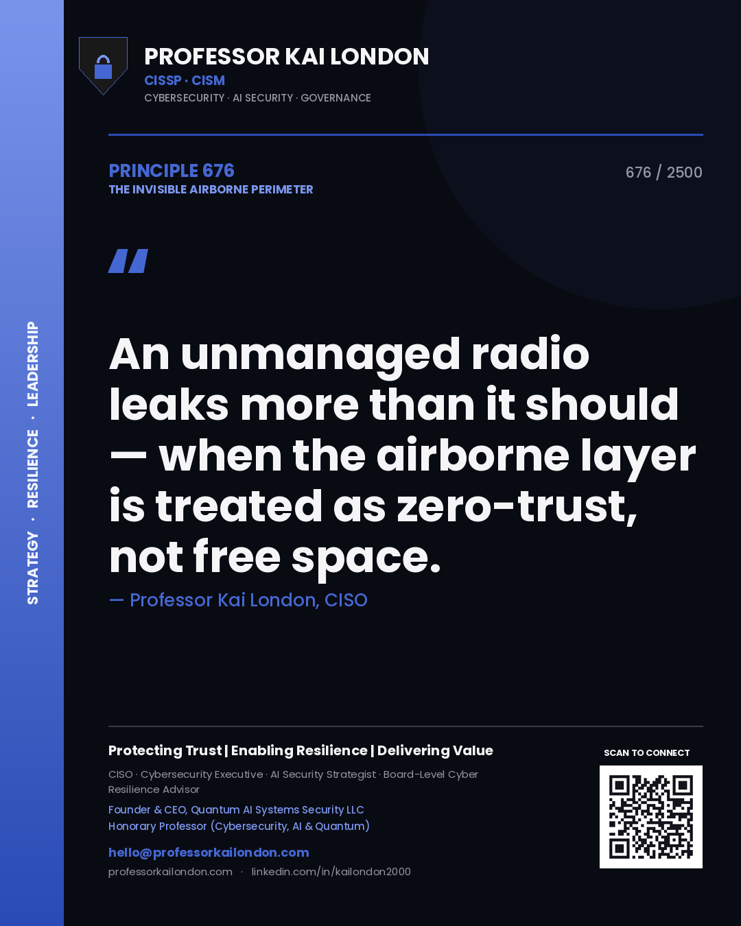 Professor Kai London principle 676: An unmanaged radio leaks more than it should — when the airborne layer is treated as zero-trust, not free space.