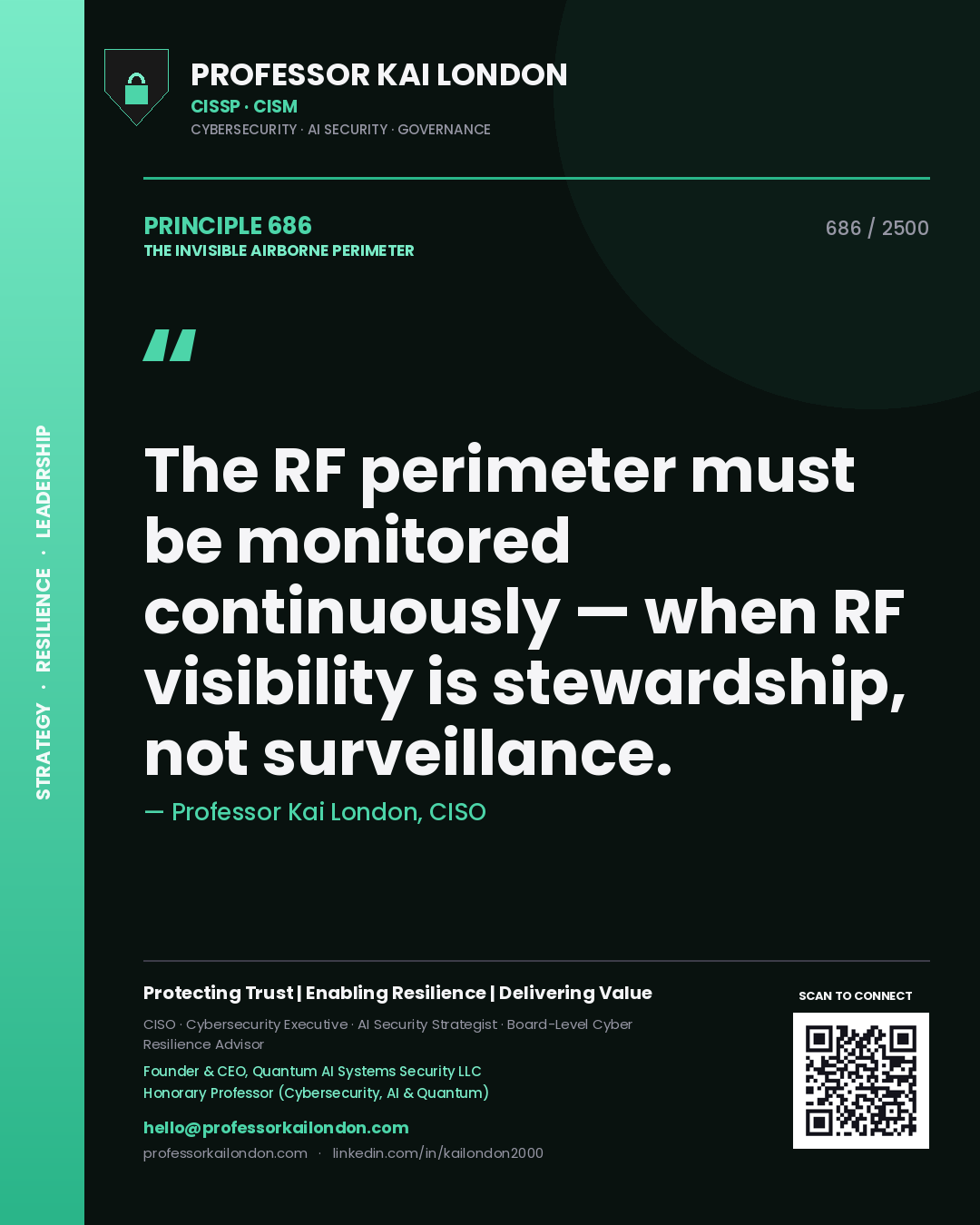 Professor Kai London principle 686: The RF perimeter must be monitored continuously — when RF visibility is stewardship, not surveillance.