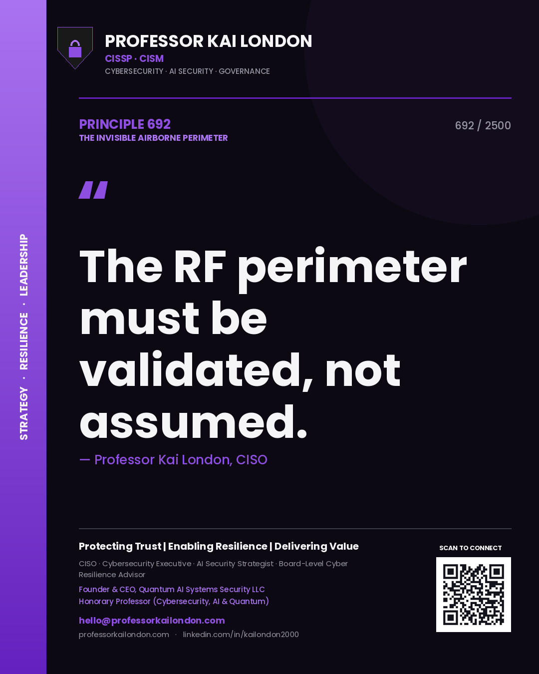 Professor Kai London principle 692: The RF perimeter must be validated, not assumed.