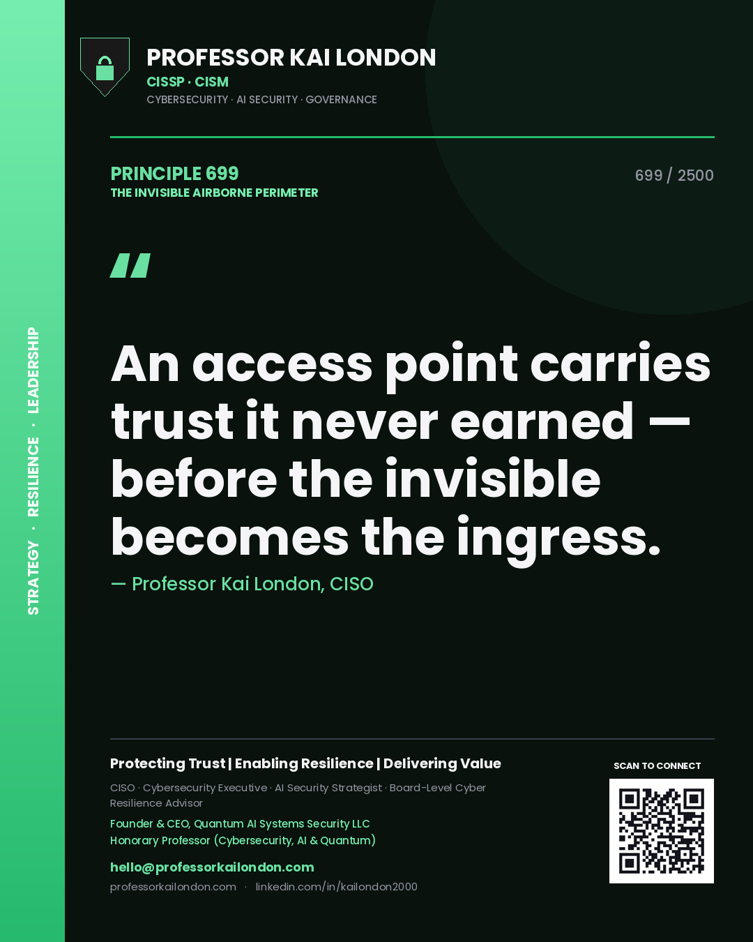 Professor Kai London principle 699: An access point carries trust it never earned — before the invisible becomes the ingress.