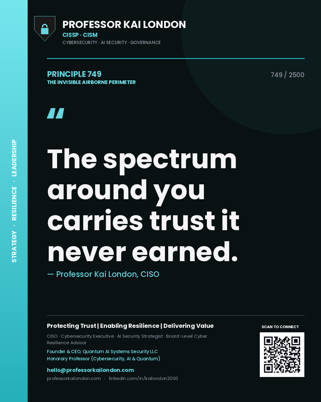 Professor Kai London principle 749: The spectrum around you carries trust it never earned.