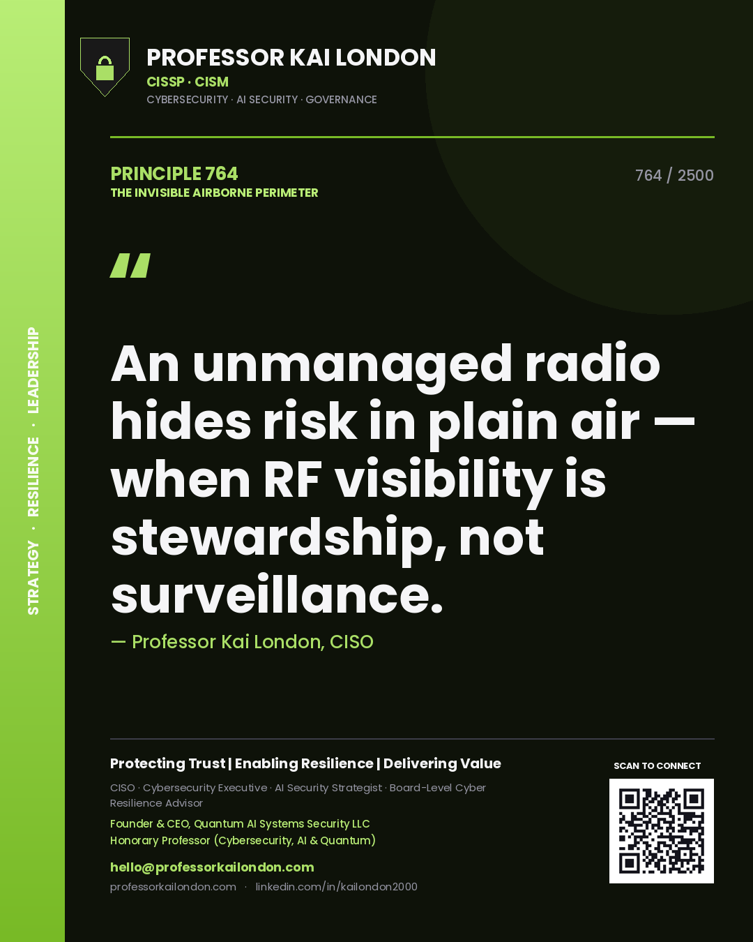Professor Kai London principle 764: An unmanaged radio hides risk in plain air — when RF visibility is stewardship, not surveillance.