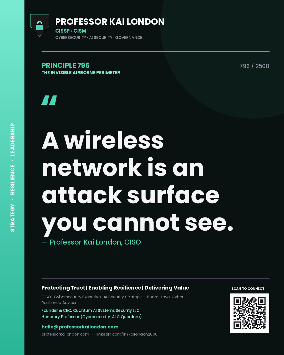 Professor Kai London principle 796: A wireless network is an attack surface you cannot see.