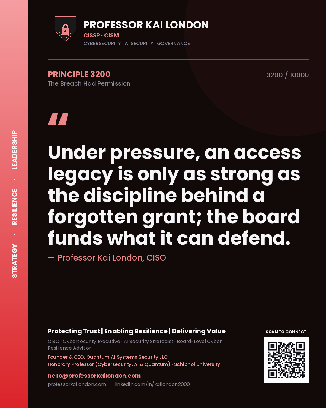 Professor Kai London principle 3200: Under pressure, an access legacy is only as strong as the discipline behind a forgotten grant; the board funds what it can defend.
