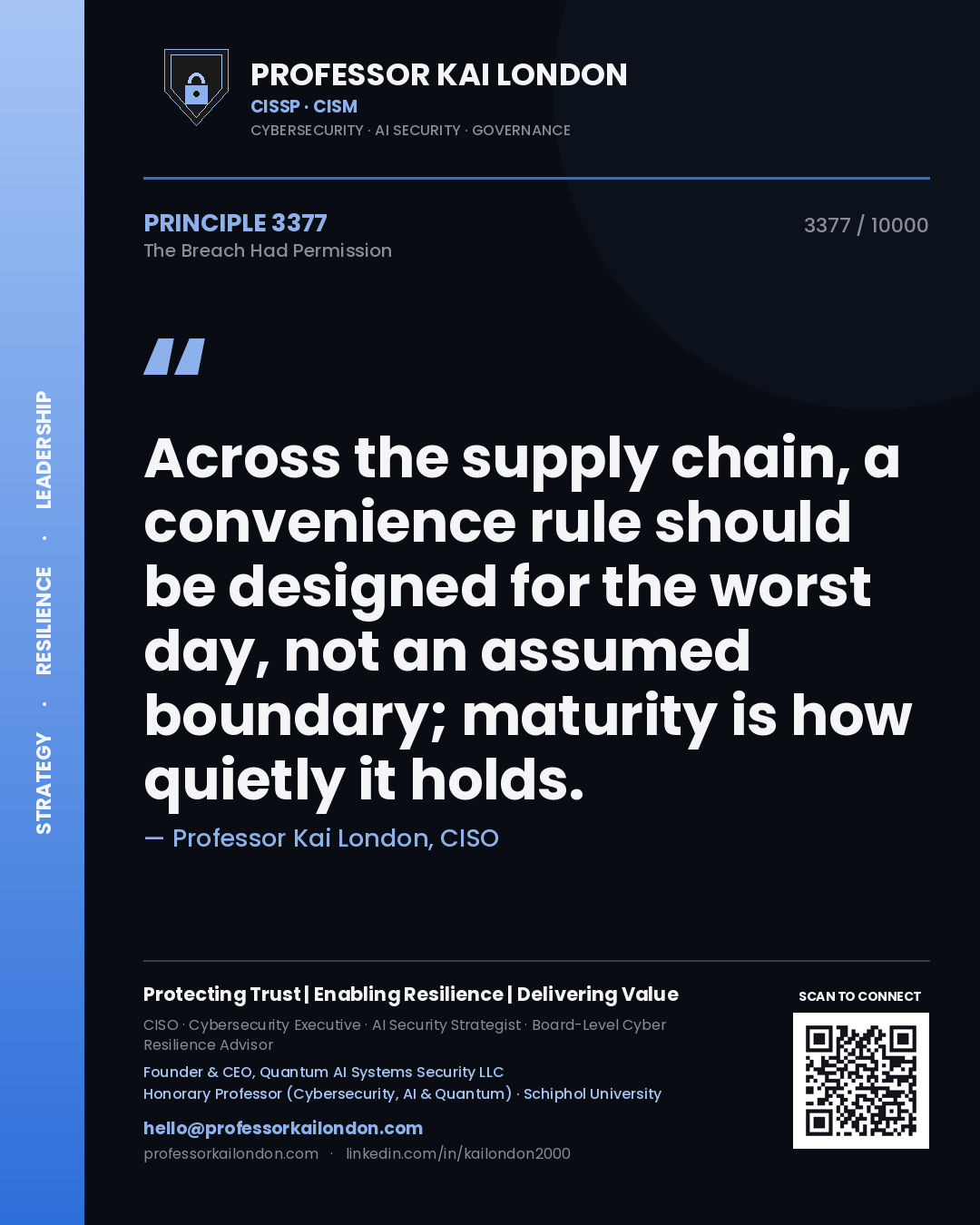 Professor Kai London principle 3377: Across the supply chain, a convenience rule should be designed for the worst day, not an assumed boundary; maturity is how quietly it holds.