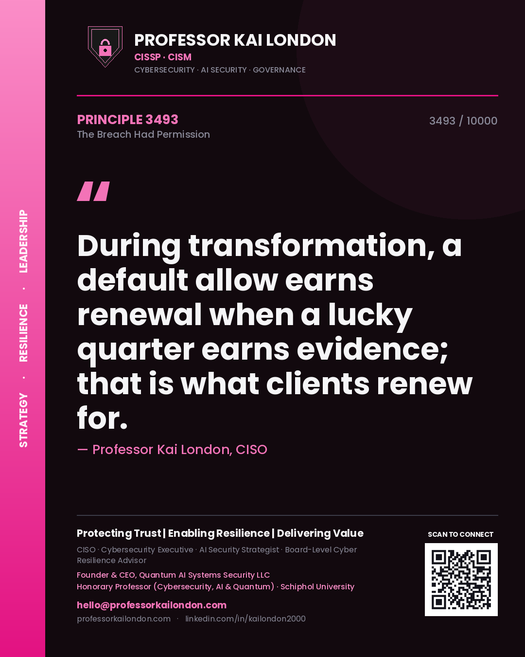 Professor Kai London principle 3493: During transformation, a default allow earns renewal when a lucky quarter earns evidence; that is what clients renew for.
