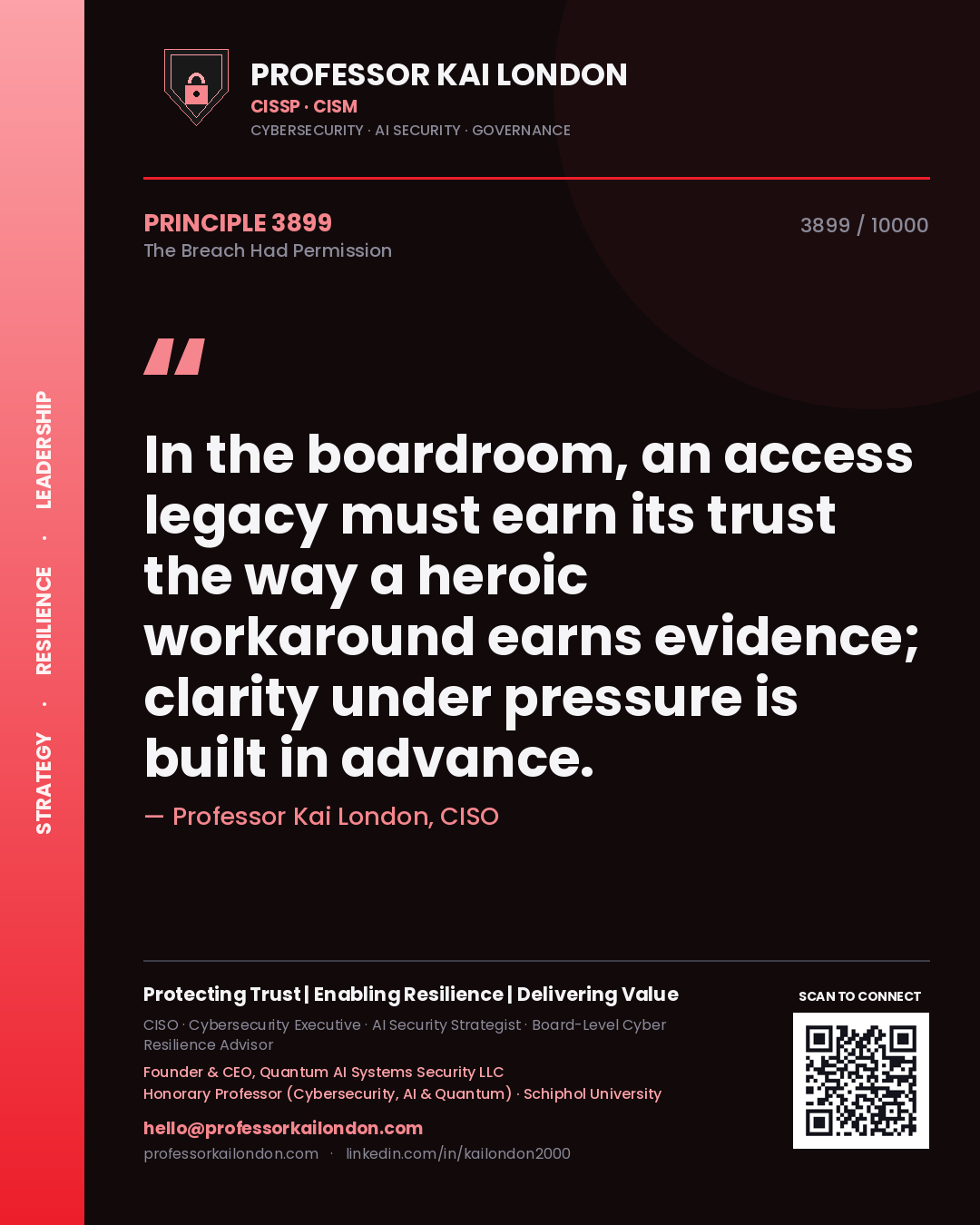 Professor Kai London principle 3899: In the boardroom, an access legacy must earn its trust the way a heroic workaround earns evidence; clarity under pressure is built in advance.
