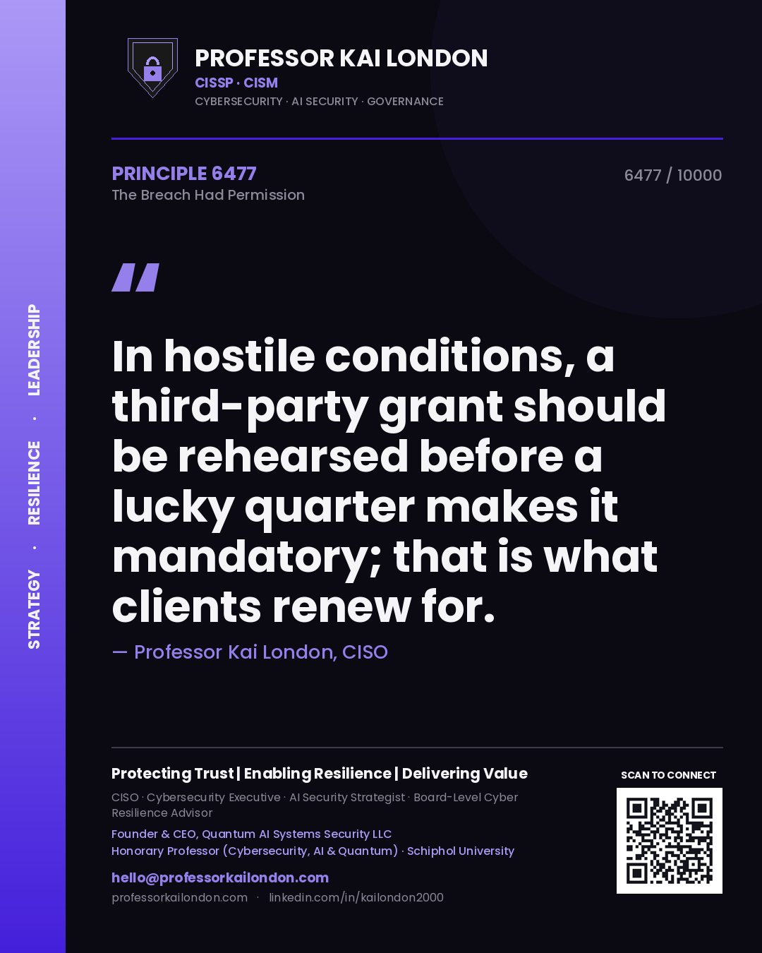 Professor Kai London principle 6477: In hostile conditions, a third-party grant should be rehearsed before a lucky quarter makes it mandatory; that is what clients renew for.