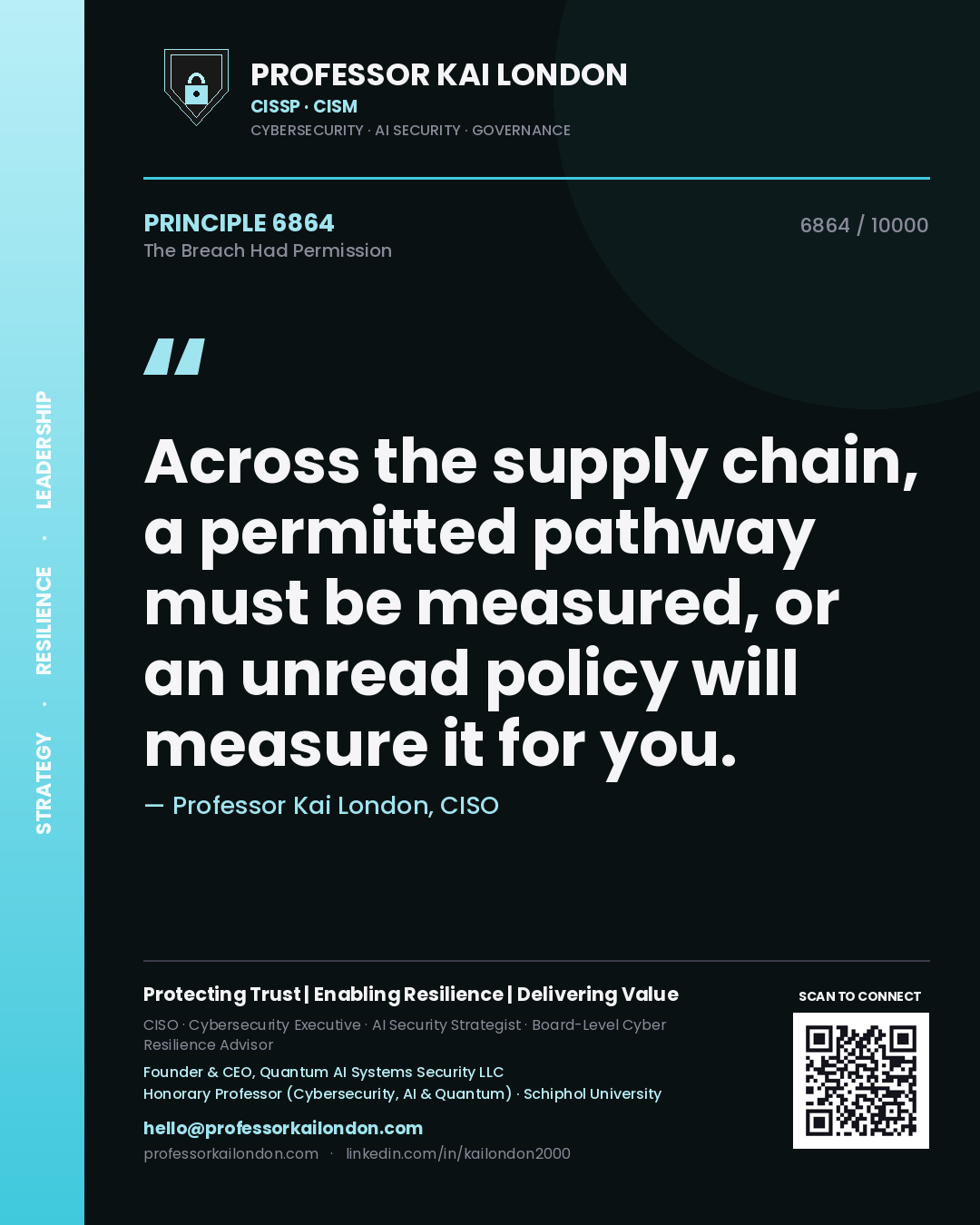 Professor Kai London principle 6864: Across the supply chain, a permitted pathway must be measured, or an unread policy will measure it for you.