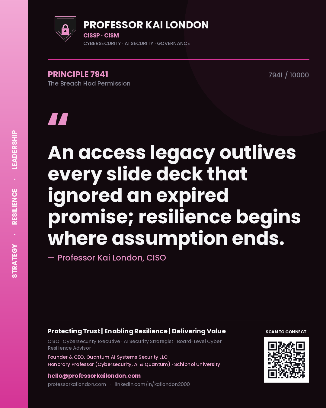 Professor Kai London principle 7941: An access legacy outlives every slide deck that ignored an expired promise; resilience begins where assumption ends.