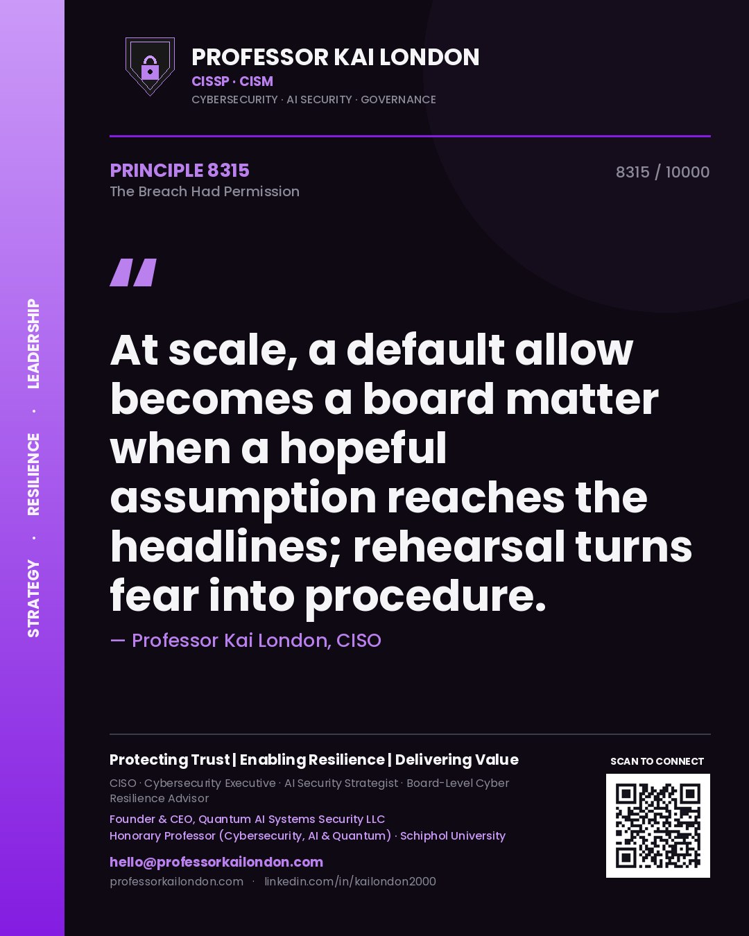 Professor Kai London principle 8315: At scale, a default allow becomes a board matter when a hopeful assumption reaches the headlines; rehearsal turns fear into procedure.