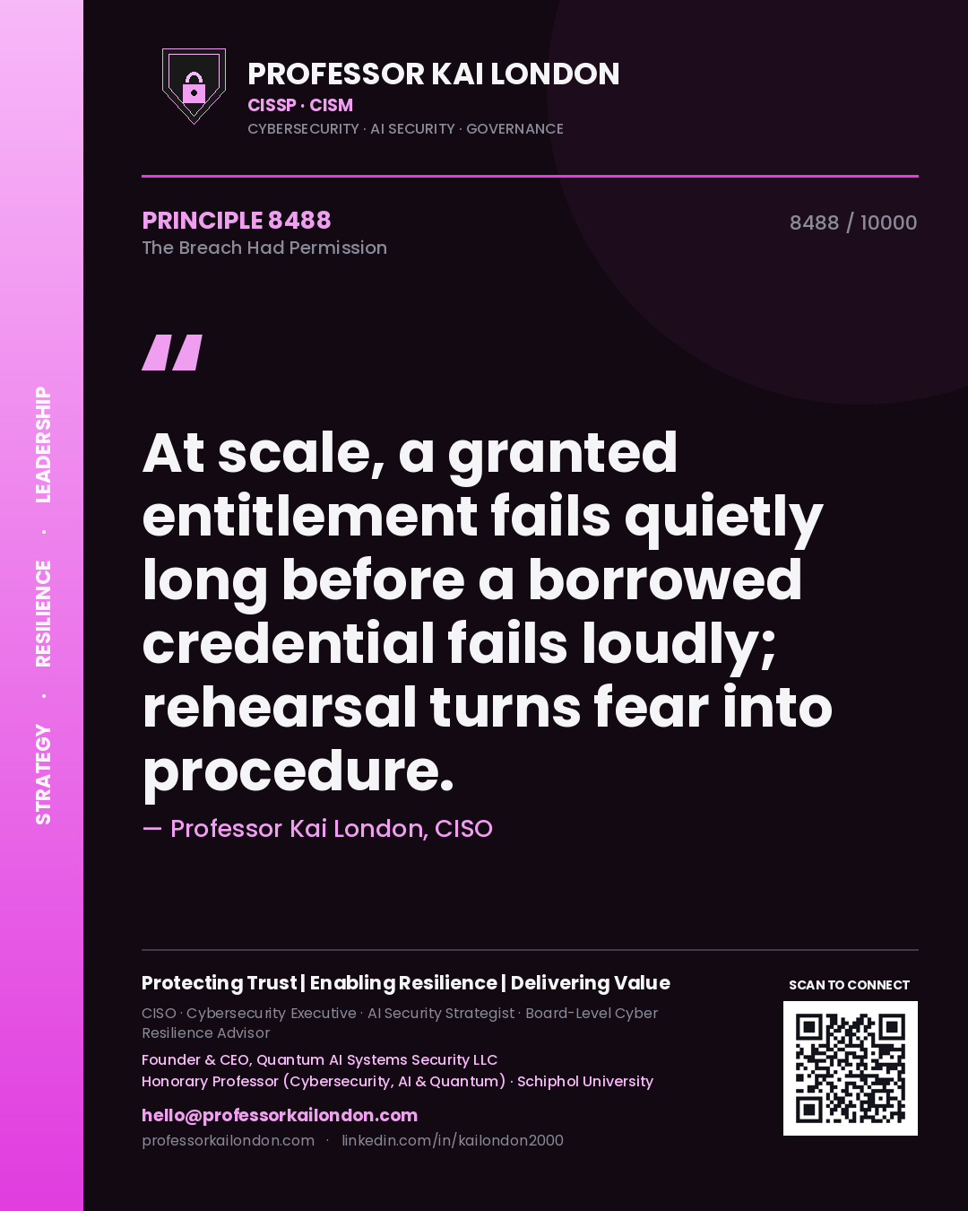 Professor Kai London principle 8488: At scale, a granted entitlement fails quietly long before a borrowed credential fails loudly; rehearsal turns fear into procedure.