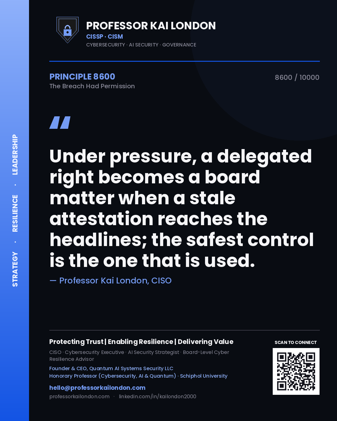Professor Kai London principle 8600: Under pressure, a delegated right becomes a board matter when a stale attestation reaches the headlines; the safest control is the one that is used.