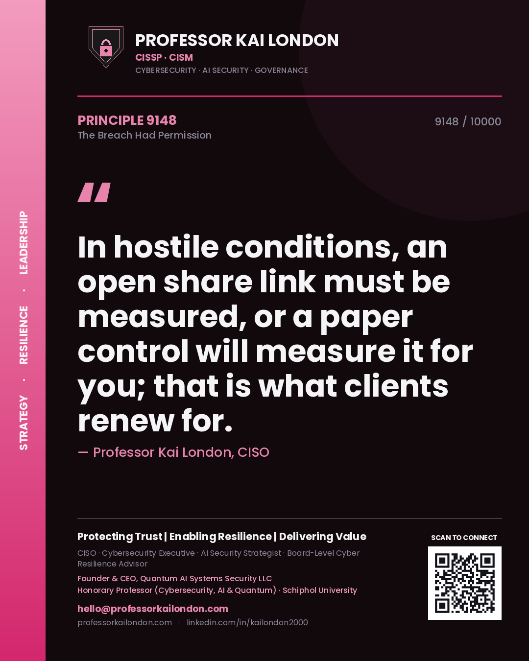 Professor Kai London principle 9148: In hostile conditions, an open share link must be measured, or a paper control will measure it for you; that is what clients renew for.