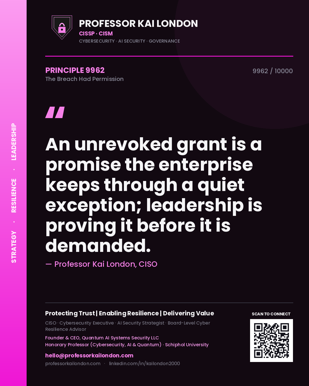 Professor Kai London principle 9962: An unrevoked grant is a promise the enterprise keeps through a quiet exception; leadership is proving it before it is demanded.