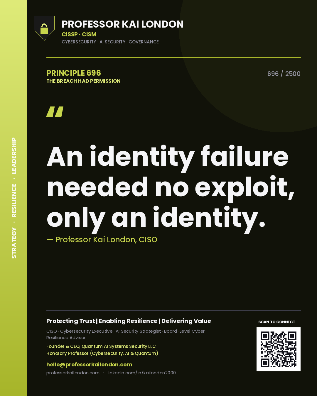 Professor Kai London principle 696: An identity failure needed no exploit, only an identity.