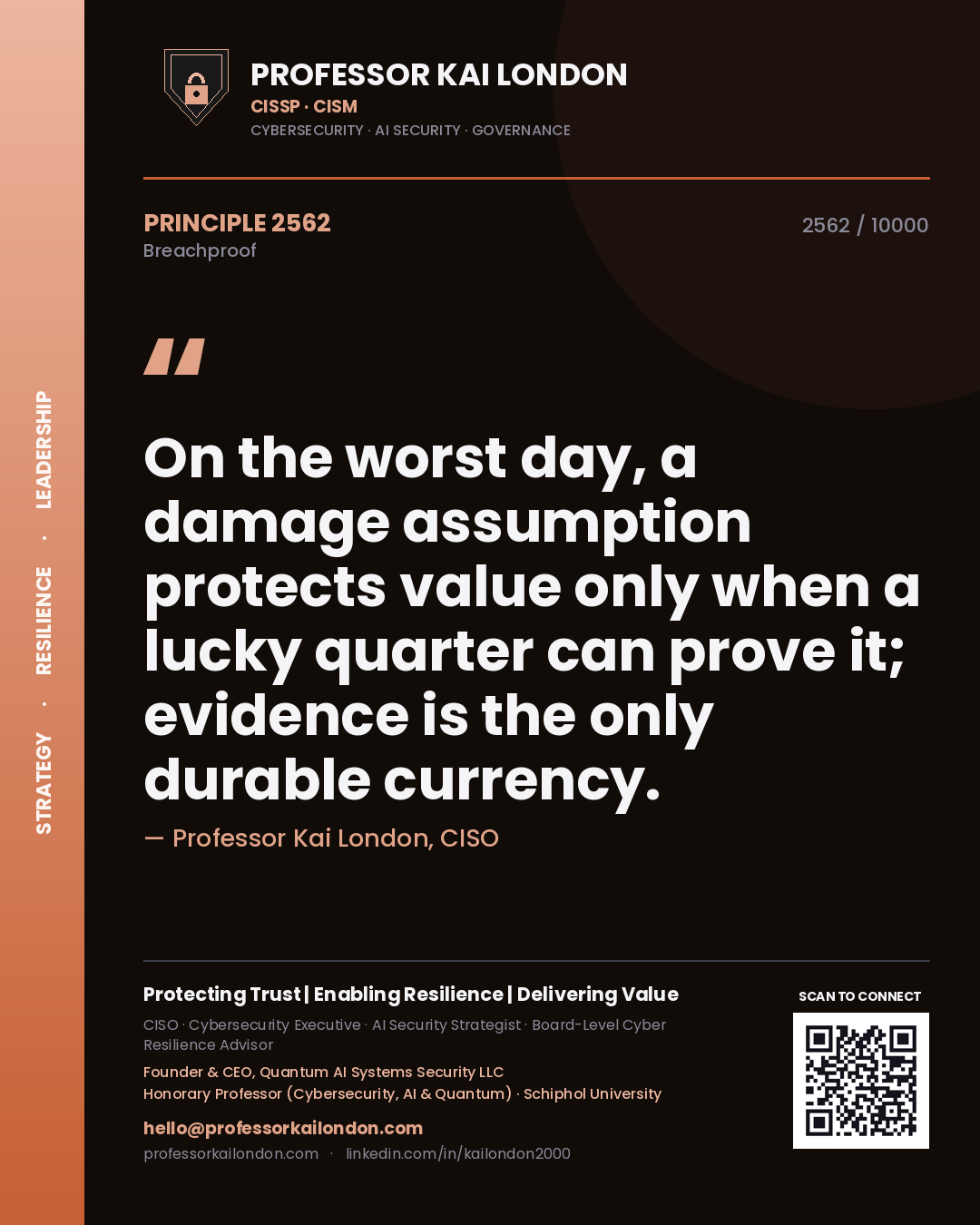 Professor Kai London principle 2562: On the worst day, a damage assumption protects value only when a lucky quarter can prove it; evidence is the only durable currency.