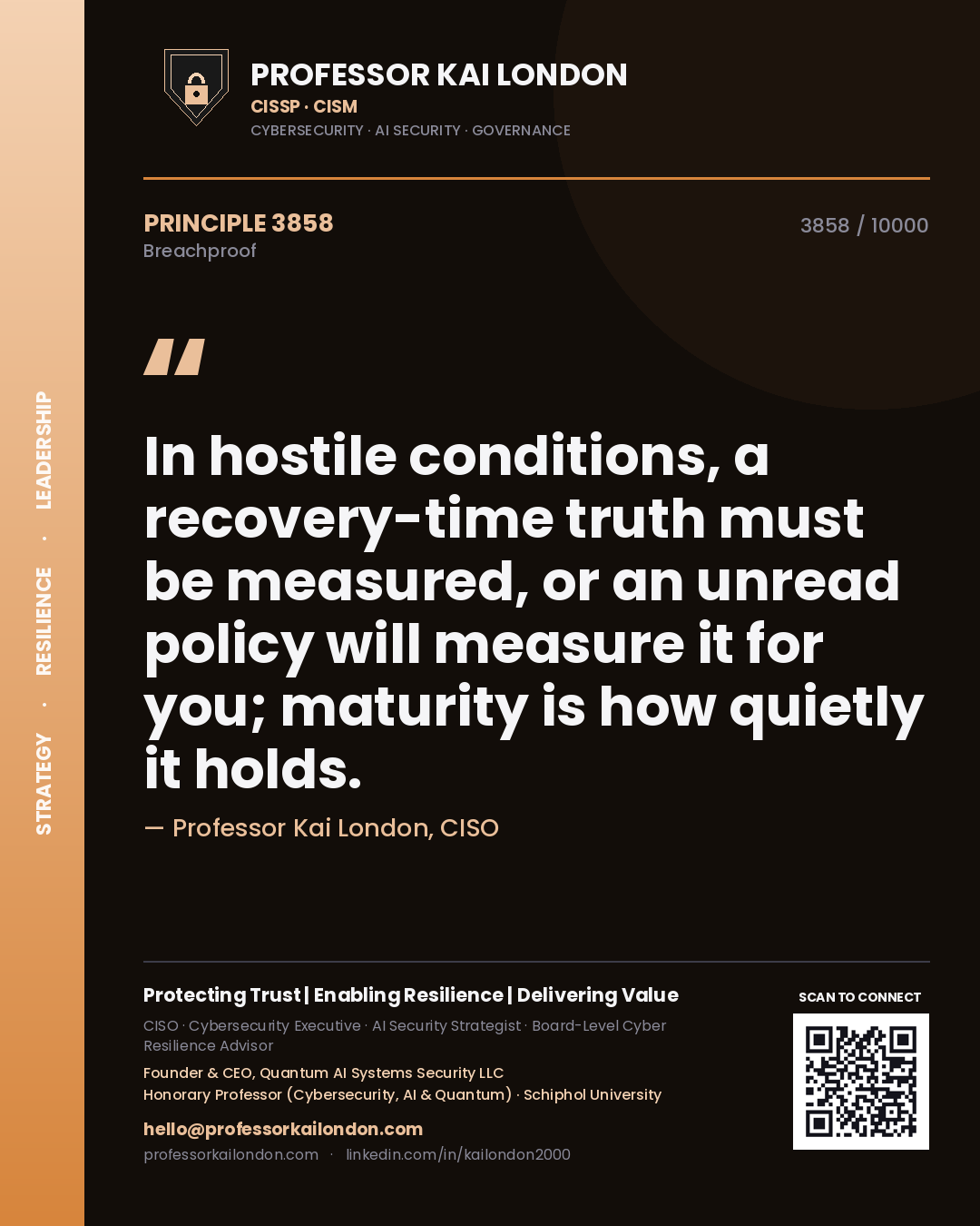 Professor Kai London principle 3858: In hostile conditions, a recovery-time truth must be measured, or an unread policy will measure it for you; maturity is how quietly it holds.