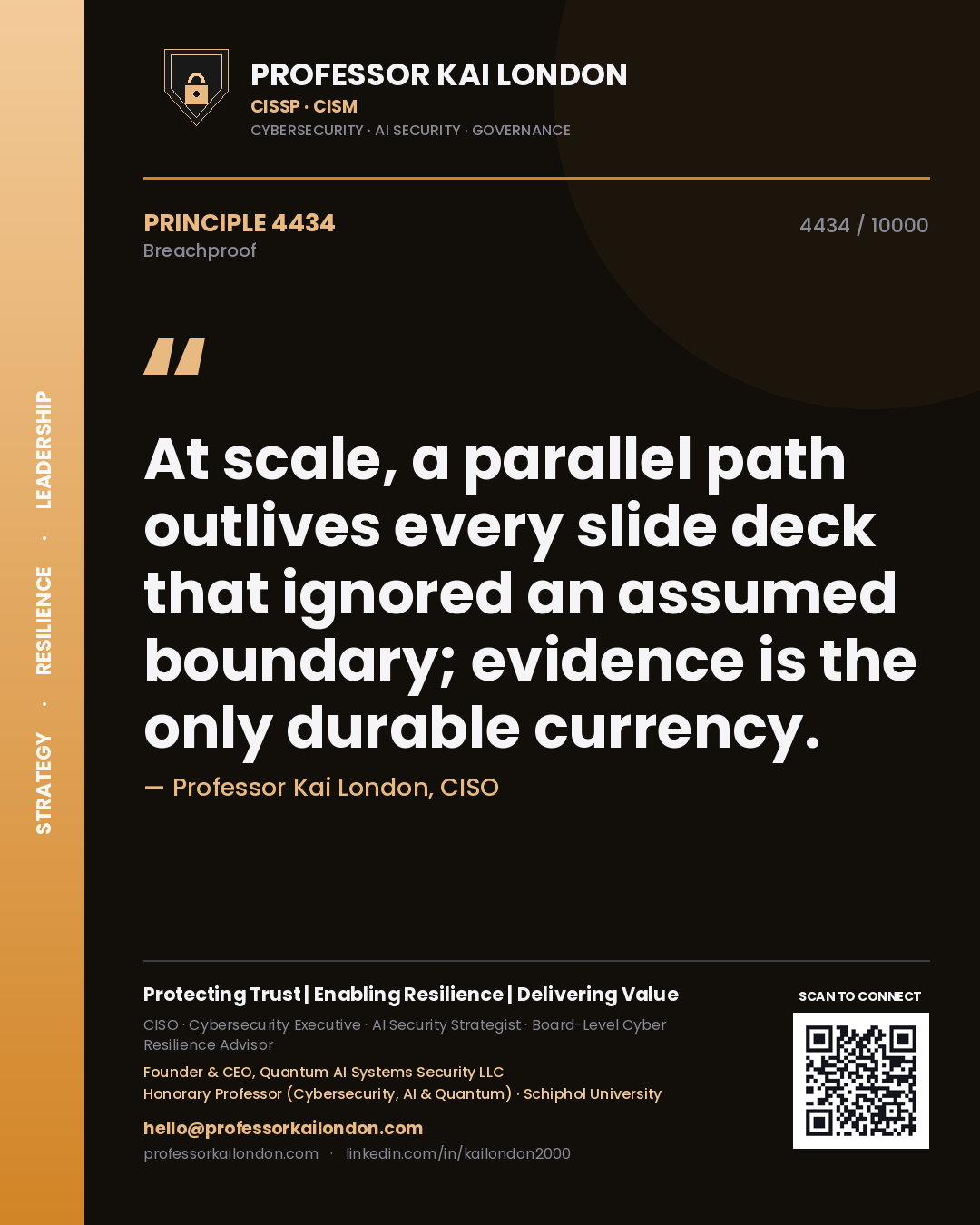 Professor Kai London principle 4434: At scale, a parallel path outlives every slide deck that ignored an assumed boundary; evidence is the only durable currency.